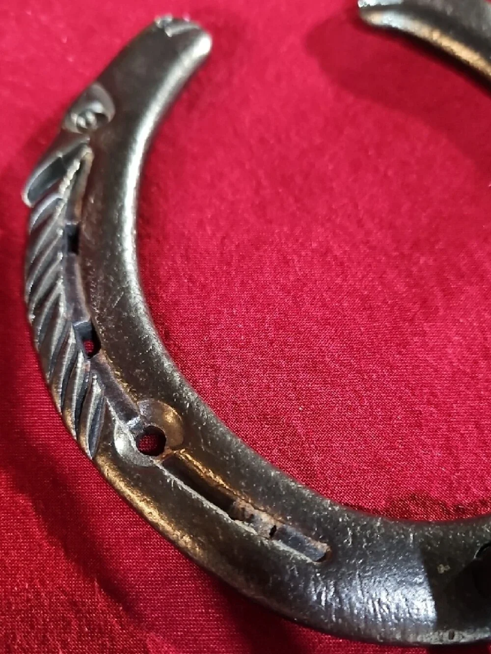 Authentic Rustic Hand Forged Iron Horseshoe Wall Hook with Horse Heads